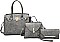 3 IN 1 PADLOCK ACCENT SATCHEL CROSSBODY CLUTCH SET