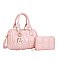 2-in-1 Quilted Heart Design Boston Satchel With Wallet