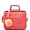 PJ5012-LP Pom Pom Accent Textured 2 Way Satchel