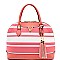 PJ7110-LP V-Shaped Hardware Tassel Striped Dome Satchel