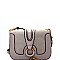 PL0262-LP Key Charm Mixed-Material Flap Shoulder Bag