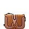 PL0262-LP Key Charm Mixed-Material Flap Shoulder Bag