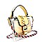 PL0264-LP Chain Accent Colorful Braided Strap Clear Top-Handle Satchel