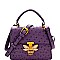 Rhinestone Bee Charm Ostrich Embossed Shoulder Bag