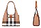 3 IN 1 Curve Monogram Plaid Tote Bag + Crossbody + Wallet