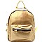 Front Pocket Faux-Leather Backpack