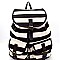 PP6596-LP Stripe Print Canvas Drawstring Fashion Backpack