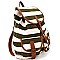 PP6596-LP Stripe Print Canvas Drawstring Fashion Backpack