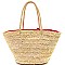 Pom Pom Accent Woven Straw Tote MH-PP6623