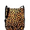 FELT-SUEDE LEOPARD PRINT BUCKET MESSENGER SHOULDER BAG