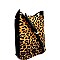 FELT-SUEDE LEOPARD PRINT BUCKET MESSENGER SHOULDER BAG