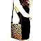 FELT-SUEDE LEOPARD PRINT BUCKET MESSENGER SHOULDER BAG