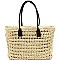 Knitted Straw Two-Tone Oversized Shopper Tote