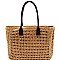 Knitted Straw Two-Tone Oversized Shopper Tote