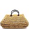 Knitted Straw Two-Tone Oversized Shopper Tote