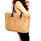 Knitted Straw Two-Tone Oversized Shopper Tote