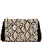 SNAKE PRINT FRINGED SIDE CLUTCH SHOULDER BAG