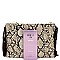 SNAKE PRINT FRINGED SIDE CLUTCH SHOULDER BAG