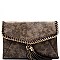 PPC3967-LP Tassel Accent Snake Print Envelope Chain Flap