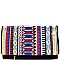 PP5171-LP Aztec Theme Embroidery Suede Flap Clutch