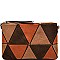 PPC5206-LP Geometry Patchwork Felt-Suede Zip-top Clutch