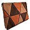 PPC5206-LP Geometry Patchwork Felt-Suede Zip-top Clutch