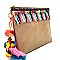 PPC5600-LP Colorful Puff Ball Thread Tassel Accent Clutch