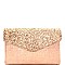 PPC5728-LP Glittery Flap Metallic Envelope Clutch