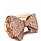 PPC5783-LP Glittery Bow Accent Metallic Clutch Shoulder Bag