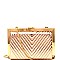 PPC5795-LP Chevron Quilted Metallic Frame Hard Clutch