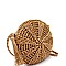 PPC6009 Tassel Accent Knitted Straw Bohemian Round Cross Body