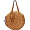 PPC6089 Circled Pattern Straw Tassel Round Big Size Tote