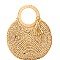 Tassel Accent Circled Pattern Knitted Straw Round Satchel  PPC6090-LP