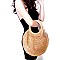 Tassel Accent Circled Pattern Knitted Straw Round Satchel  PPC6090-LP