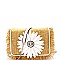 Turn-Lock Flower Accent Frayed Straw Flap Cross Body PPC6174-LP