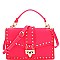 MEDIUM FLAP STUDDED SATCHEL