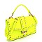 MEDIUM FLAP STUDDED SATCHEL