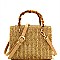 Woven Straw Bamboo Handle Boxy Shoulder Bag MH-PPC6466