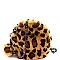 Leopard Print Pom Pom Accent Faux-fur Round Cross Body Mh-PPC6522