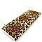 Felt-Suede Leopard Print Metal Frame Slim Clutch