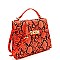 Snake Print Turn-Lock Medium 2Way Bag