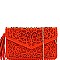 Tassel Accent Whipstitched Laser-Cut Envelope Clutch MH-PPC6605
