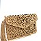 Tassel Accent Whipstitched Laser-Cut Envelope Clutch MH-PPC6605