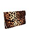 Leopard Print Faux-Suede Envelope Clutch