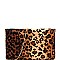 Leopard Print Faux-Suede Envelope Clutch