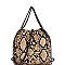 SNAKE PRINT CHAIN LINK ACCENT SATCHEL