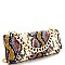 SNAKE PRINT CHAIN ACCENT CLUTCH SHOULDER BAG