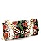 SNAKE PRINT CHAIN ACCENT CLUTCH SHOULDER BAG
