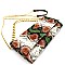 SNAKE PRINT CHAIN ACCENT CLUTCH SHOULDER BAG
