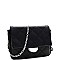 METALLIC CHAIN QUILTED CROSS BODY SHOULDER BAG
